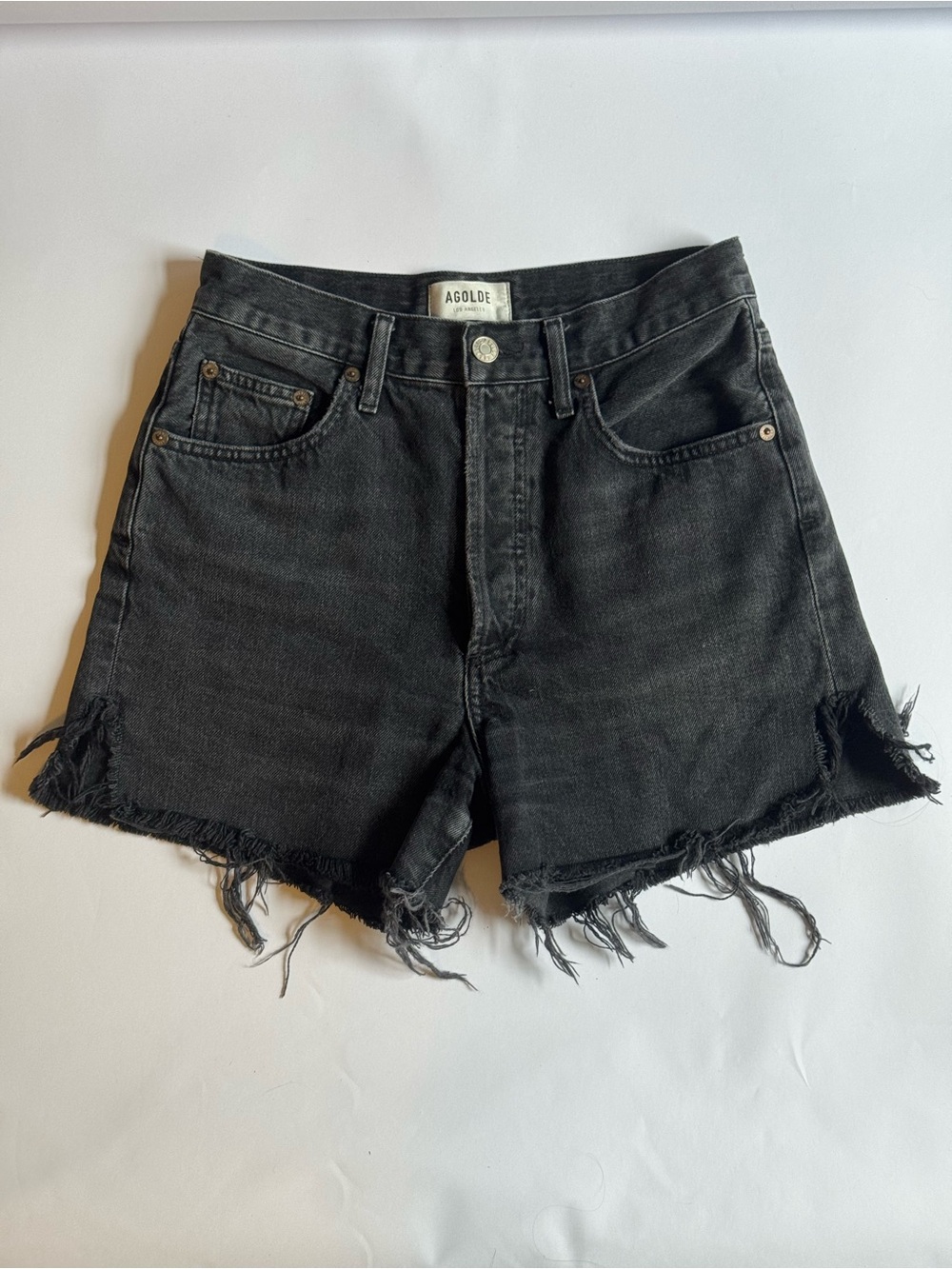 Agolde Dee High Rise Black Wash Denim Shorts Women’s Size 25